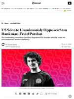 US Senate Unanimously Opposes Sam Bankman-Fried Pardon - Decrypt