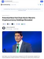 Potential New Fed Chair Kevin Warsh’s Cryptocurrency Holdings Revealed: Guest Post by Bitcoin Sistemi EN | CoinMarketCap