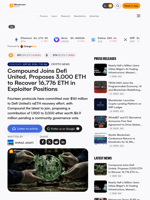 Compound Joins Defi United, Proposes 3,000 ETH to Recover 16,776 ETH in Exploiter Positions
