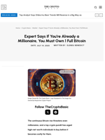 Expert Says If You’re Already a Millionaire, You Must Own 1 Full Bitcoin