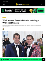 Winklevoss Boosts Bitcoin Holdings With $43M Move - CoinCentral