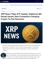 XRP News: Major ETF Update, Stablecoin Bill Passes Senate, New Competitor Changing Crypto-To-Fiat Payments