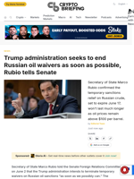 Trump administration seeks to end Russian oil waivers as soon as possible, Rubio tells Senate