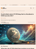 Zcash whale enters $7.9M long, but is a breakout to $500 next for ZEC? - AMBCrypto