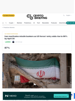 Iran reactivates missile bunkers as US forces' entry odds rise to 86% by April 30