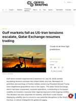 Gulf markets fall as US-Iran tensions escalate, Qatar Exchange resumes trading