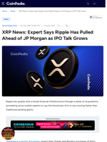 XRP News: Expert Says Ripple Has Pulled Ahead of JP Morgan as IPO Talk Grows