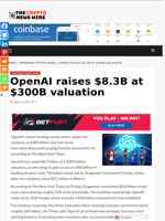 OpenAI raises $8.3B at $300B valuation - The Crypto News Wire