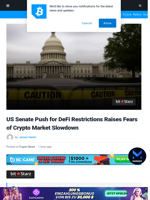 US Senate Push for DeFi Restrictions Raises Fears of Crypto Market Slowdown | Bitcoinist.com