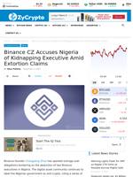 Binance CZ Accuses Nigeria of Kidnapping Executive Amid Extortion Claims ⋆ ZyCrypto
