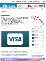 Visa Integrates PYUSD, EURC & USDG To Stablecoin Payments To Boost Cross-Border Settlement ⋆ ZyCrypto