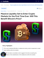 Massive Liquidity Set to Enter Crypto Markets for the First Time Ever: Will This Benefit Bitcoin's Price?