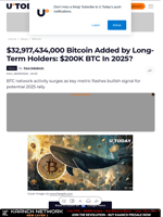 $32,917,434,000 Bitcoin Added by Long-Term Holders: $200K BTC In 2025?