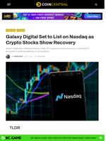 Galaxy Digital Set to List on Nasdaq as Crypto Stocks Show Recovery - CoinCentral