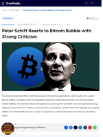 Peter Schiff Reacts to Bitcoin Bubble with Strong Criticism
