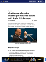 Jim Cramer advocates investing in individual stocks with Apple, Nvidia surge