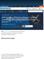 XRP Plunges 2.5% But Analyst Calls For Catch-Up Rally: How Does That Make Sense?  - Benzinga