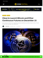 Cboe to Launch Bitcoin and Ether Continuous Futures on December 15 - CoinCentral