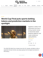 World Cup Final puts sports betting tokens and prediction markets in the spotlight