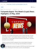 Coinpedia Digest: This Week’s Crypto News Highlights | 31 May, 2025