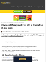 Strive Asset Management Eyes $8B in Bitcoin from Mt. Gox Claims