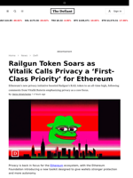 Railgun Token Soars as Vitalik Calls Privacy a ‘First-Class Priority’ for Ethereum - 