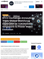 BTCC Exchange Announces Triple Global Workforce Expansion at TOKEN2049 Singapore to Power Web3 Evolution | Live Bitcoin News