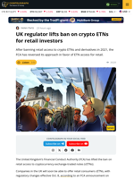 UK Unbans Crypto ETNs For Retail, Futures Still Restricted