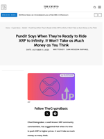Pundit Says When They’re Ready to Ride XRP to Infinity, It Won’t Take as Much Money as You Think
