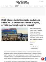 IRGC claims ballistic missile and drone strike on US command center in Syria, crypto markets brace for impact