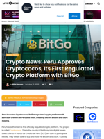 Crypto News: Peru Approves Cryptococos, Its First Regulated Crypto Platform with BitGo | Live Bitcoin News