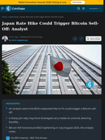 Japan Rate Hike Could Trigger Bitcoin Sell-Off: Analyst