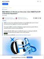 HBAR Price Recovery Raises $42 Million Liquidation Risk