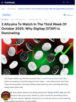 3 Altcoins To Watch In The Third Week Of October 2025: Why Digitap ($TAP) is Dominating
