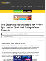 Imrat Group Gains Priority Access to New Product: Bybit Launches Direct Stock Trading via Tether Stablecoin