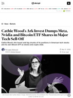 Cathie Wood's Ark Invest Dumps Meta, Nvidia and Bitcoin ETF Shares in Major Tech Sell-Off - Decrypt