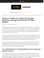 How to Trade in Crypto Exchange Without Giving Up Control of Your Wallet