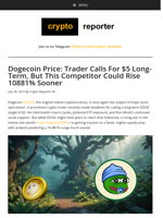 Dogecoin Price: Trader Calls For $5 Long-Term, But This Competitor Could Rise 10881% Sooner