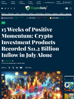 15 Weeks of Positive Momentum: Crypto Investment Products Recorded $11.2 Billion Inflow in July Alone - Crypto Daily