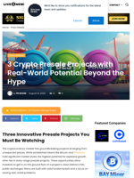 3 Crypto Presale Projects with Real-World Potential Beyond the Hype | Live Bitcoin News