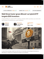 Wall Street tests 'green Bitcoin' as hybrid ETF targets ESG investors - AMBCrypto