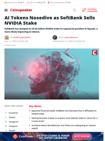 AI Tokens Nosedive as SoftBank Sells NVIDIA Stake - Coinspeaker