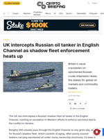 UK intercepts Russian oil tanker in English Channel as shadow fleet enforcement heats up