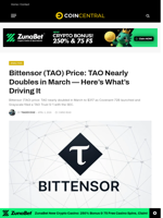 Bittensor (TAO) Price: TAO Nearly Doubles in March — Here's What's Driving It - CoinCentral