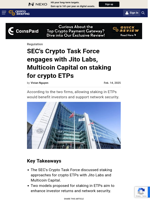 SEC's Crypto Task Force engages with Jito Labs, Multicoin Capital on staking for crypto ETPs