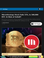 MicroStrategy Stock Falls 55%, Is 500,000 BTC At Risk of Selloff?