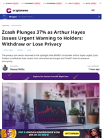 Arthur Hayes Issues Urgent Zcash Warning Amid Price Crash