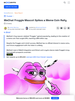 WeChat Froggie Mascot Leads to a Meme Coin Boom