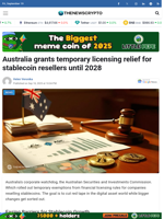 Australia grants temporary licensing relief for stablecoin until 2028