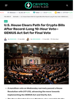 U.S. House Clears Path for Crypto Bills After Record-Long 10-Hour Vote—GENIUS Act Set for Final Vote